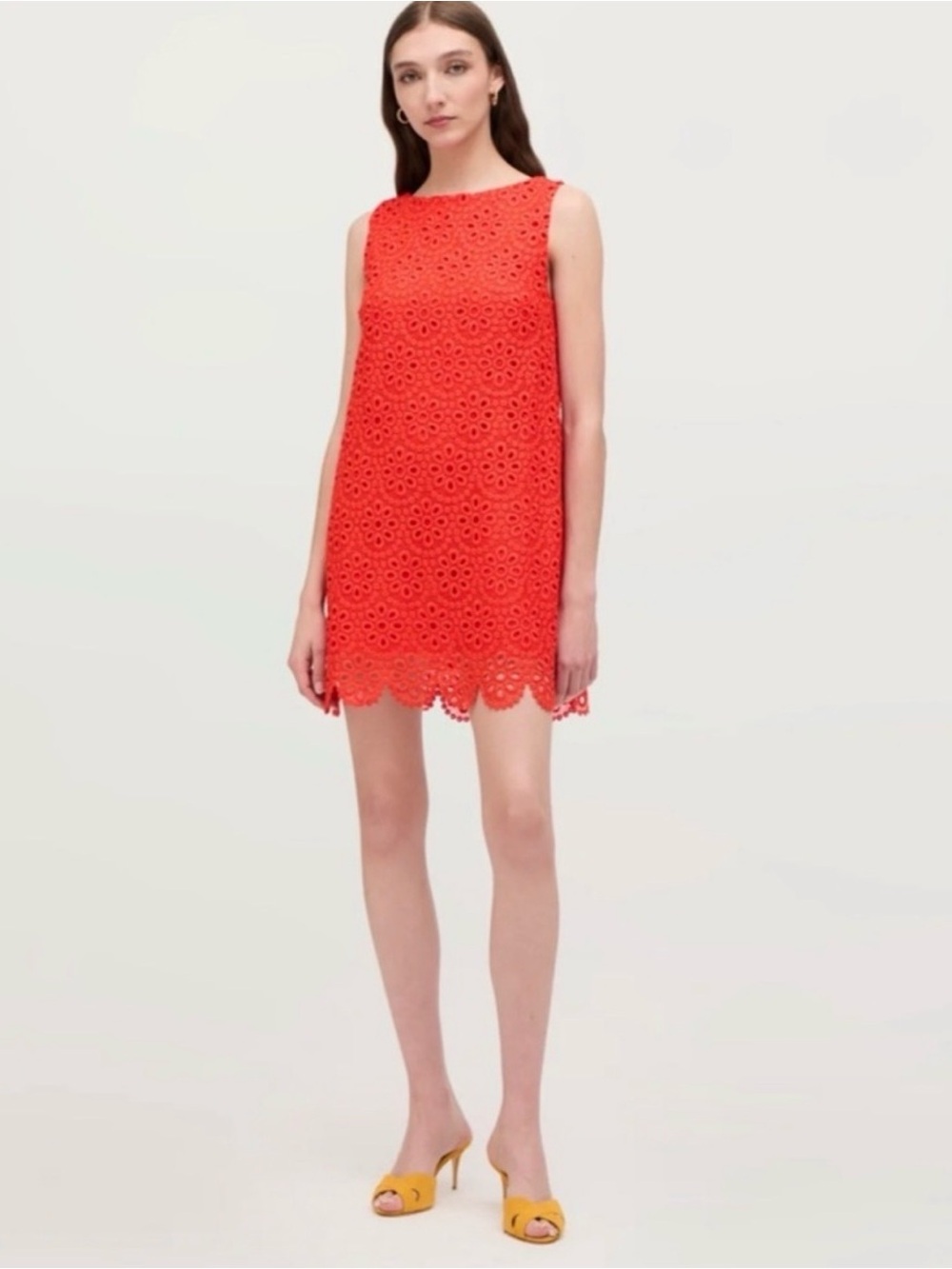 Hill House Home The Charlie Dress in Poppy Red Scallop Lace - Size XL